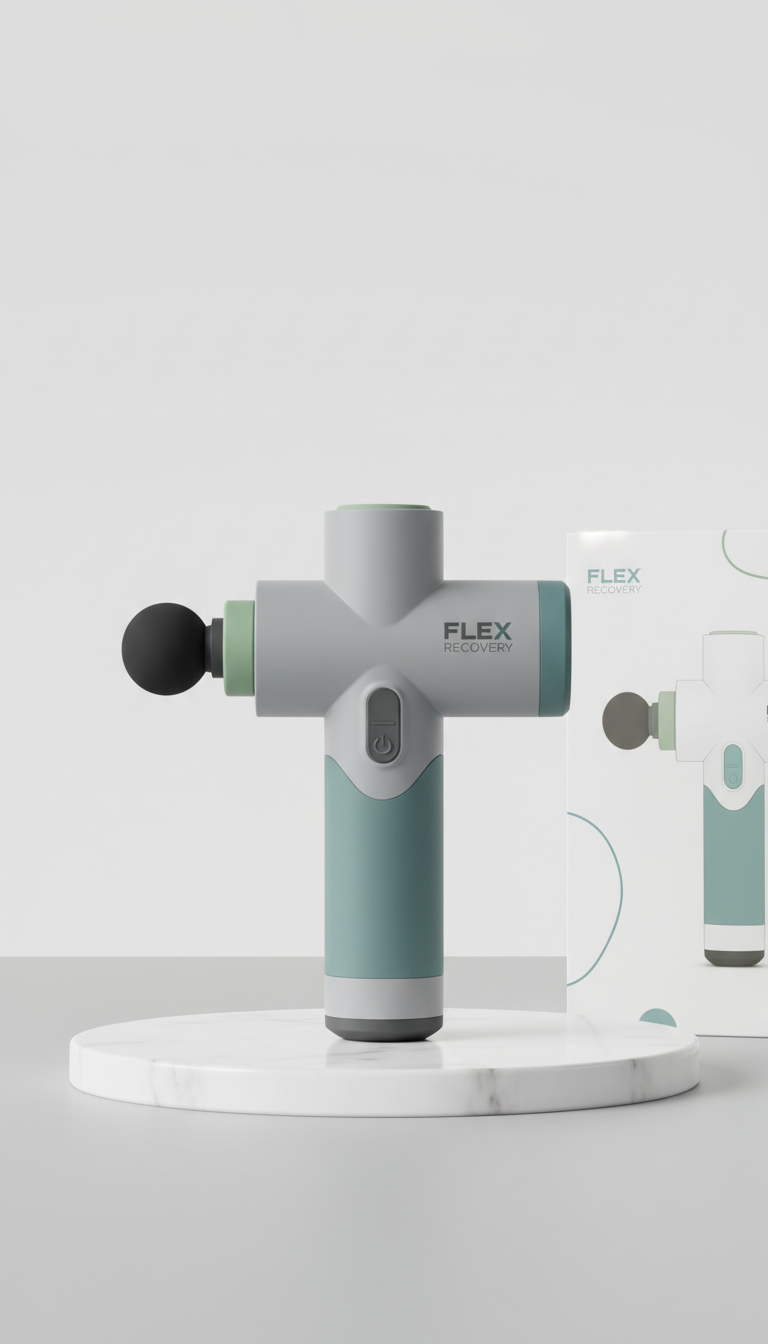 Flex Recovery ergonomically angled massage gun