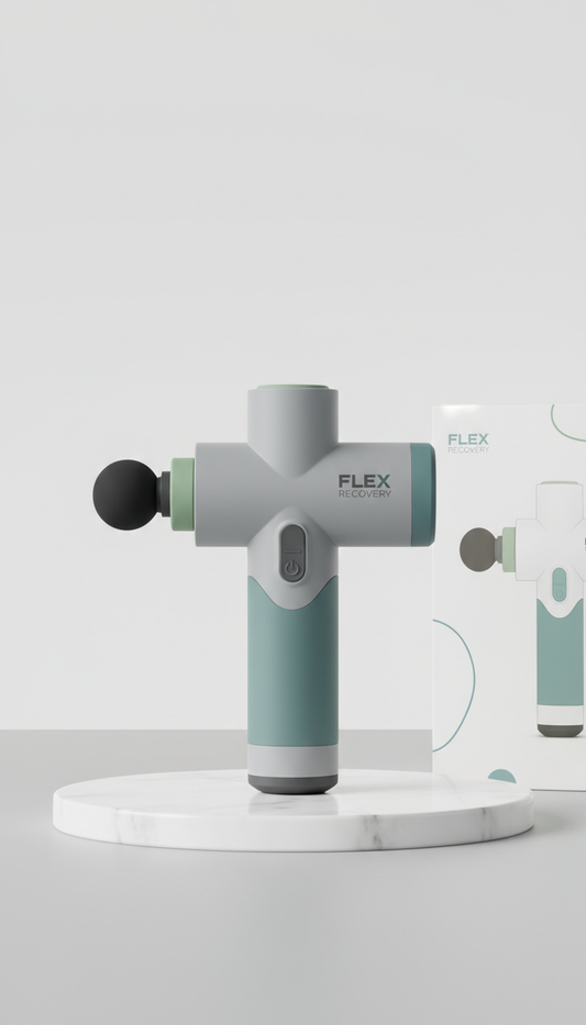 Flex Recovery ergonomically angled massage gun
